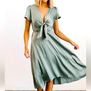 Baltic Born Poppy Satin Midi Dress | Eucalyptus